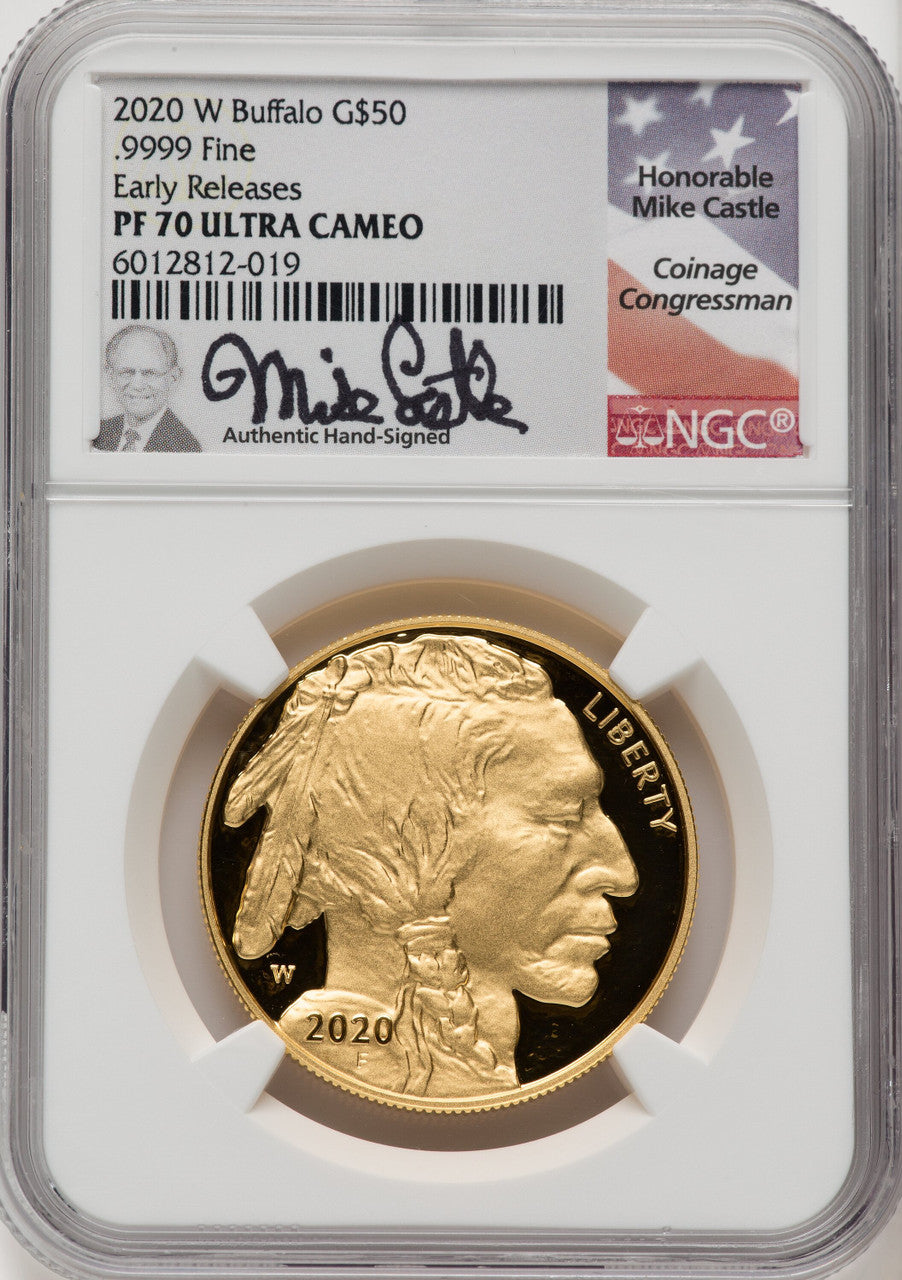 2020-W G$50 Gold Buffalo First Strike DCAM ER Mike Castle NGC PF70 (771248001)