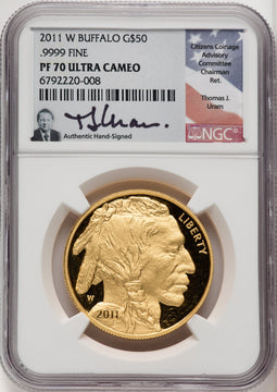 2011-W $50 One-Ounce Gold Buffalo Thomas Uram NGC PF70