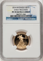 2014-W $10 Quarter-Ounce Gold Eagle First Strike ER Blue NGC PF70