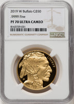 2019-W $50 One-Ounce American Buffalo .9999 Fine Gold Brown Label NGC PF70 (519589032)