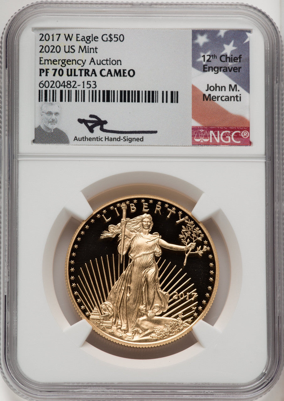 2017-W $50 One-Ounce Gold Eagle Mercanti NGC PF70