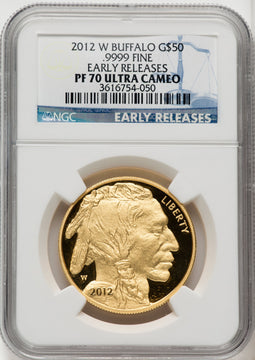 2012-W $50 One-Ounce Gold Buffalo First Strike ER Blue NGC PF70
