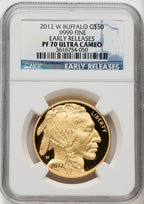 2012-W $50 One-Ounce Gold Buffalo First Strike ER Blue NGC PF70