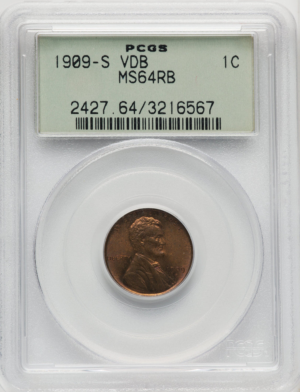 1909-S 1C VDB RB Lincoln Cent PCGS MS64 (771290017)