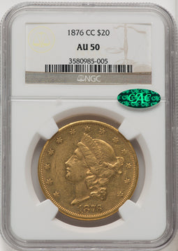 1876-CC $20 CAC Liberty Double Eagle NGC AU50