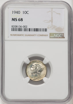 1940 10C Mercury Dime NGC MS68 (769131011)
