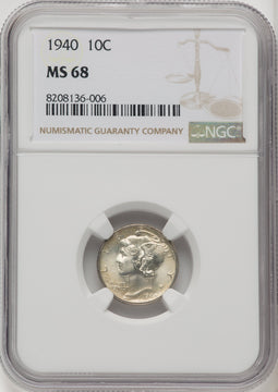 1940 10C Mercury Dime NGC MS68 (769131010)