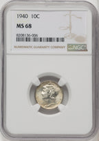 1940 10C Mercury Dime NGC MS68 (769131010)