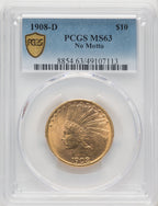1908-D $10 NO MOTTO Indian Eagle PCGS MS63 (771290023)