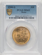 1908-D $10 MOTTO Indian Eagle PCGS MS62 (771290024)