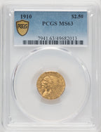 1910 $2.50 Indian Quarter Eagle PCGS MS63 (771290039)