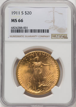 1911-S $20 Saint-Gaudens Double Eagle NGC MS66 (771337021)