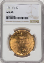 1911-S $20 Saint-Gaudens Double Eagle NGC MS66 (771337021)