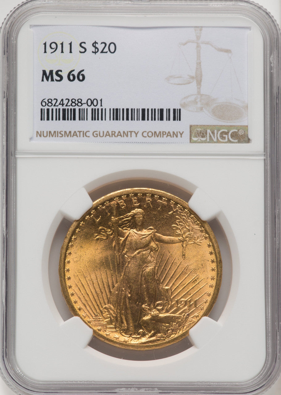1911-S $20 Saint-Gaudens Double Eagle NGC MS66 (771337021)