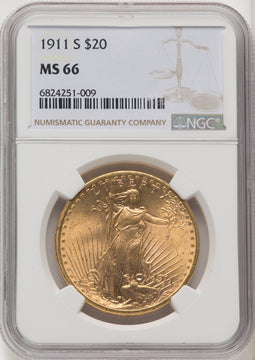 1911-S $20 Saint-Gaudens Double Eagle NGC MS66 (771337022)