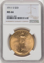 1911-S $20 Saint-Gaudens Double Eagle NGC MS66 (771337022)