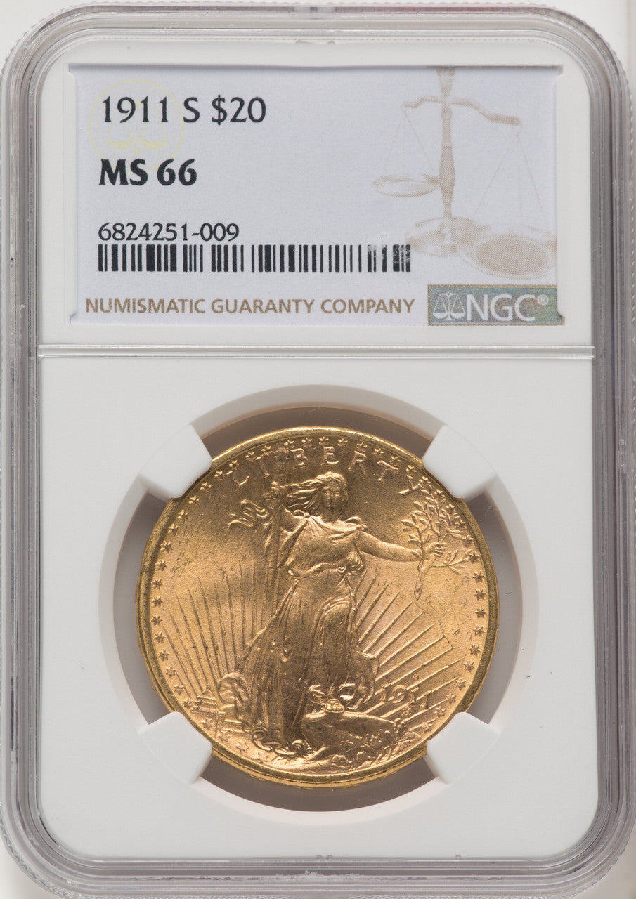 1911-S $20 Saint-Gaudens Double Eagle NGC MS66 (771337022)
