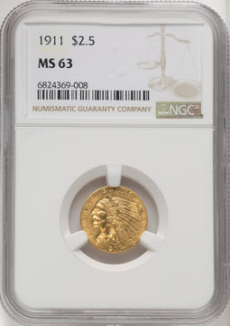 1911 $2.50 Indian Quarter Eagle NGC MS63 (771337018)