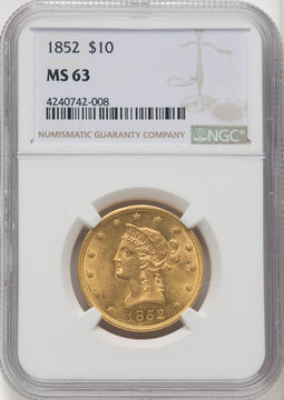 1852 $10 Liberty Eagle NGC MS63