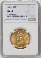 1852 $10 Liberty Eagle NGC MS63