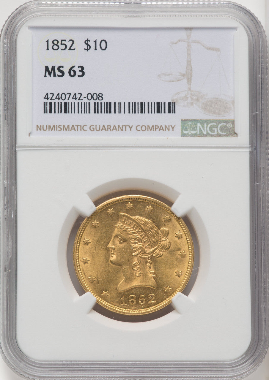 1852 $10 Liberty Eagle NGC MS63