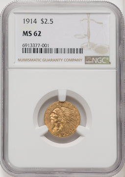 1914 $2.50 Indian Quarter Eagle NGC MS62 (771368048)