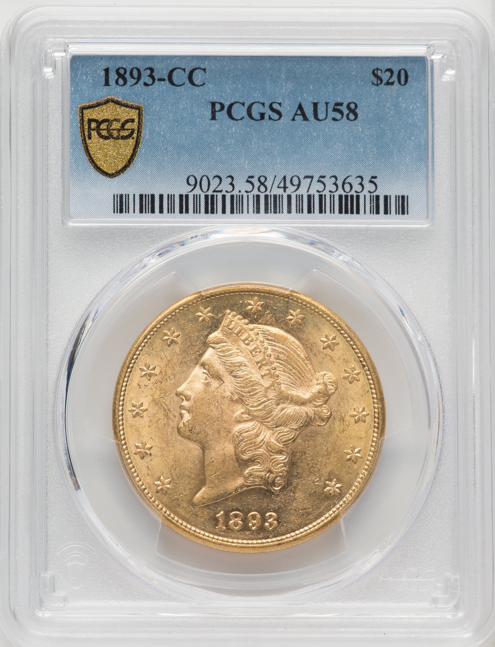 1893-CC $20 Liberty Double Eagle PCGS AU58 (771272003)