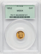 1852 G$1 Gold Dollar PCGS MS64