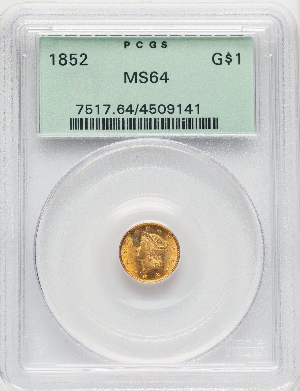 1852 G$1 Gold Dollar PCGS MS64