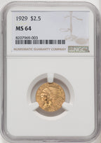 1929 $2.50 Indian Quarter Eagle NGC MS64 (764035018)