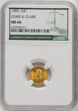 1905 G$1 Lewis and Clark Green Label Commemorative Gold NGC MS66
