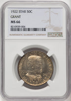 1922 50C Grant With Star Commemorative Silver NGC MS66