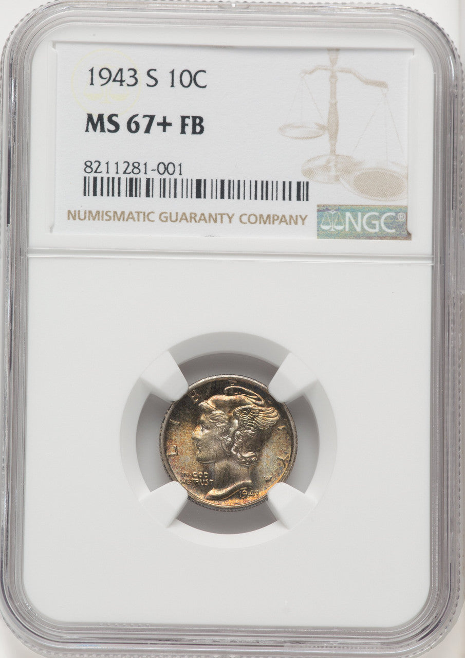 1943-S 10C FB Mercury Dime NGC MS67+ (767389042)