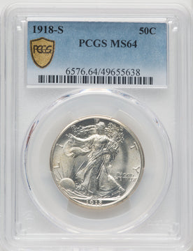 1918-S 50C Walking Liberty Half Dollar PCGS MS64