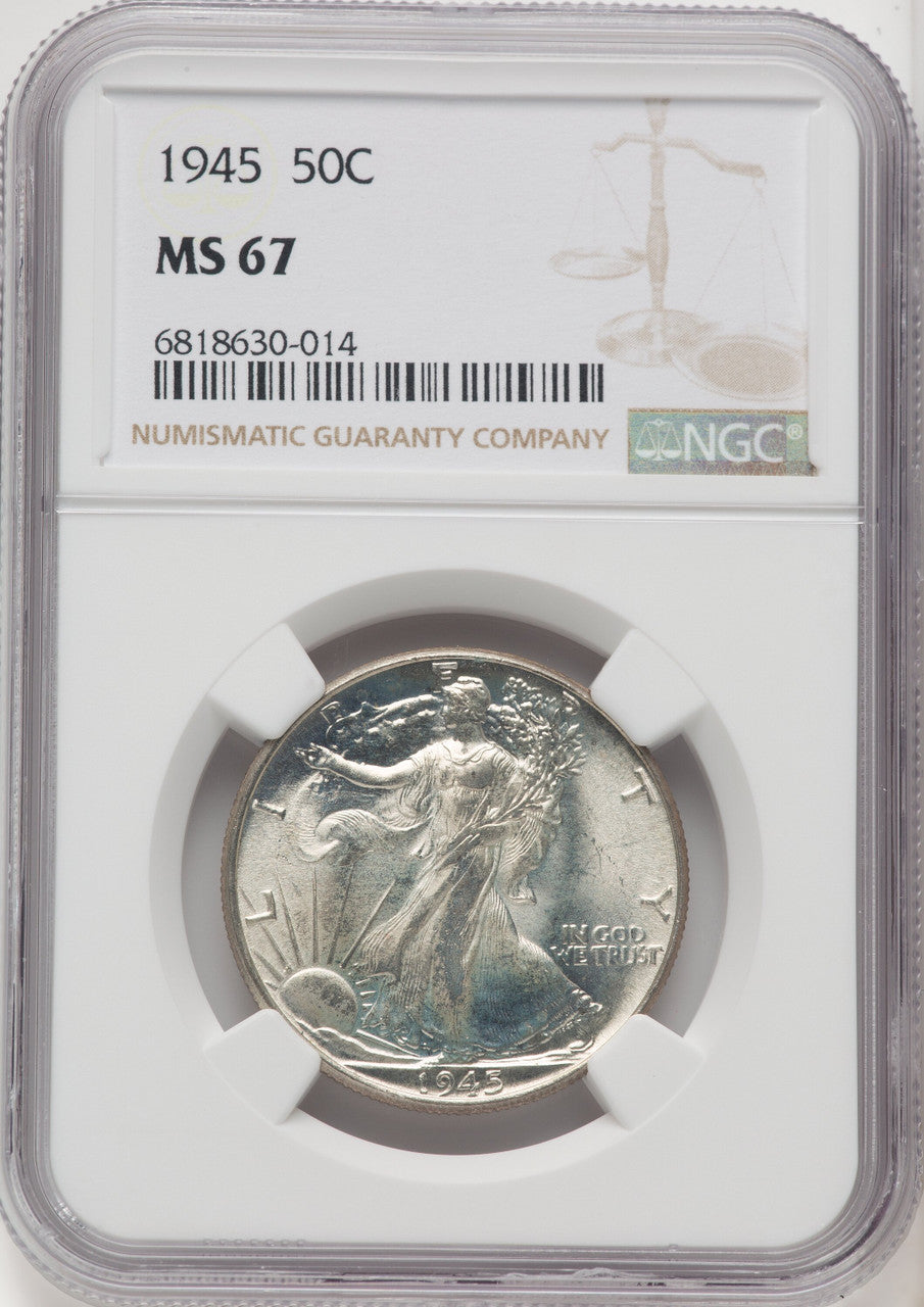 1945 50C Walking Liberty Half Dollar NGC MS67 (771528019)
