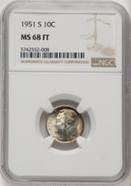1951-S 10C FB Roosevelt Dime NGC MS68 (771528012)