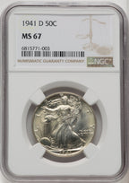 1941-D 50C Walking Liberty Half Dollar NGC MS67 (771528015)