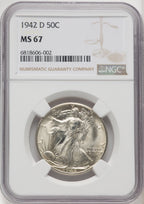 1942-D 50C Walking Liberty Half Dollar NGC MS67 (771528016)