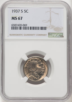 1937-S 5C Buffalo Nickel NGC MS67 (771528002)
