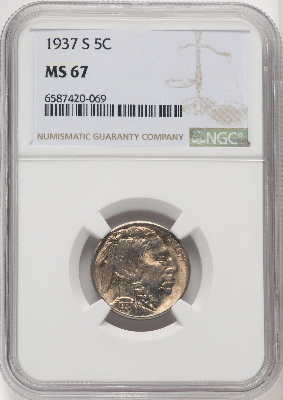1937-S 5C Buffalo Nickel NGC MS67 (771528002)