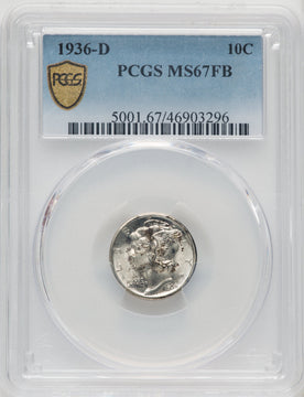 1936-D 10C FB Mercury Dime PCGS MS67 (771528005)