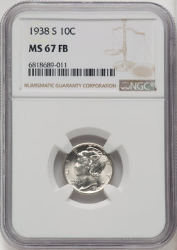 1938-S 10C FB Mercury Dime NGC MS67 (771528006)