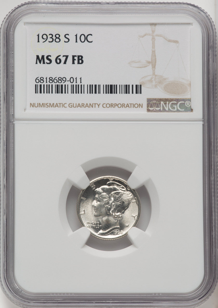 1938-S 10C FB Mercury Dime NGC MS67 (771528006)