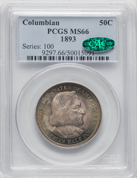1893 50C COLUMBIAN CAC Commemorative Silver PCGS MS66