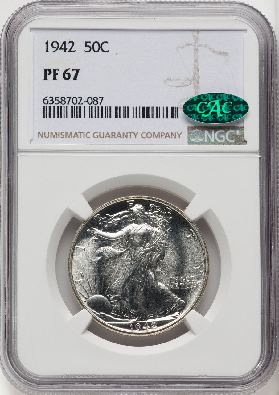 1942 50C CAC Proof Walking Liberty Half Dollar NGC PR67