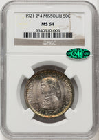 1921 50C Missouri 2x4 CAC Commemorative Silver NGC MS64