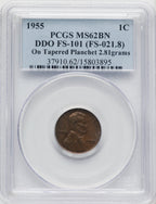 1955 1C Doubled Die Obverse FS-101 BN Lincoln Cent PCGS MS62