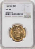 1882-CC $10 Liberty Eagle NGC MS61