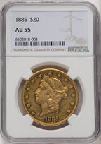 1885 $20 Liberty Double Eagle NGC AU55 (519890016)