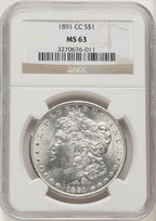 1891-CC Morgan Dollar NGC MS63 (519876052)